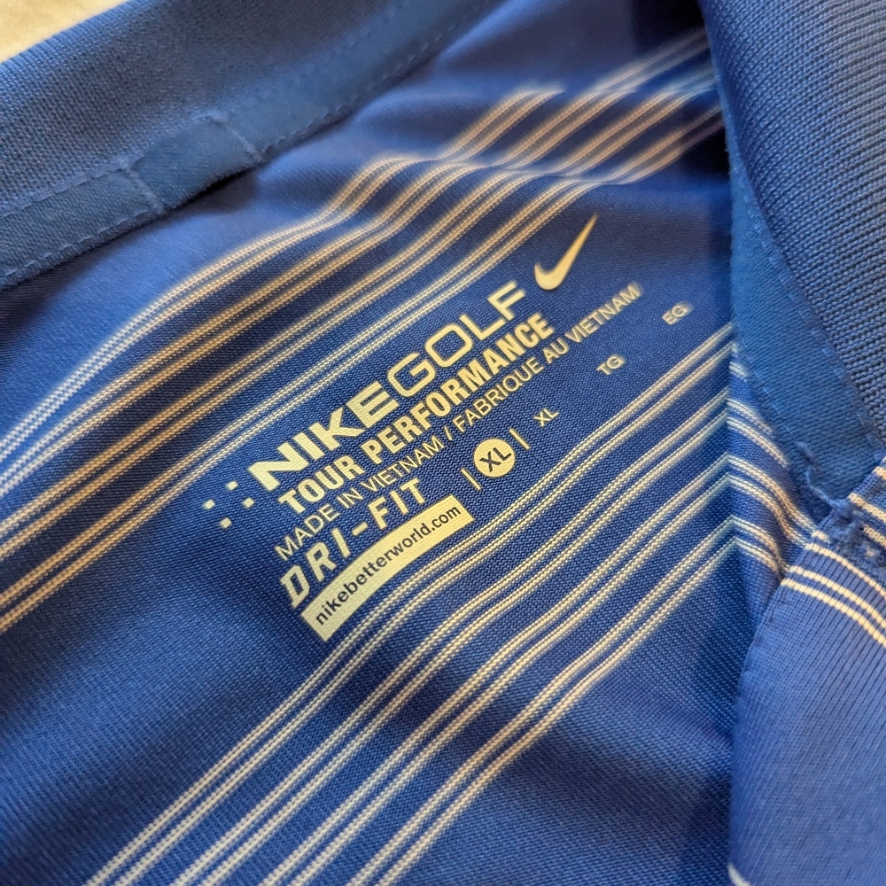 Nike Blue Striped Polo Shirt - Picture 2 of 3